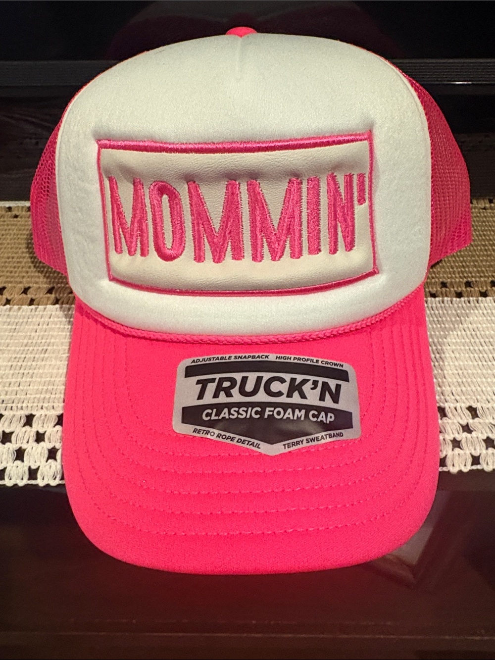 Classic Foam Cap - Pink/White 'Mommin' Trucker Hat